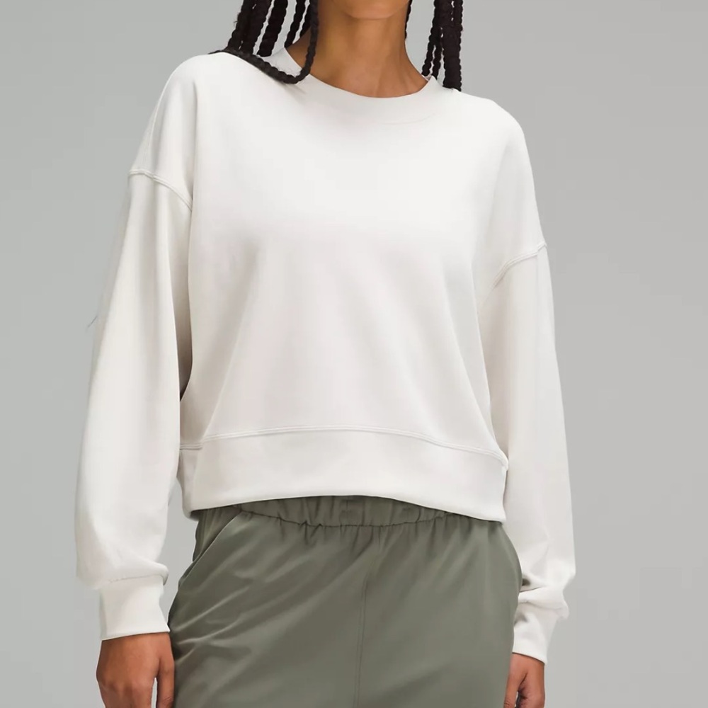 Lululemon White Perfectly Oversized Cropped Crewneck